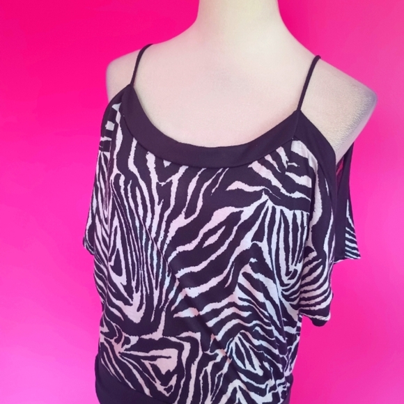 Annabelle Y2K Ladies Zebra Print Spaghetti Strap Clubbing Top (Size L) - Picture 3 of 9